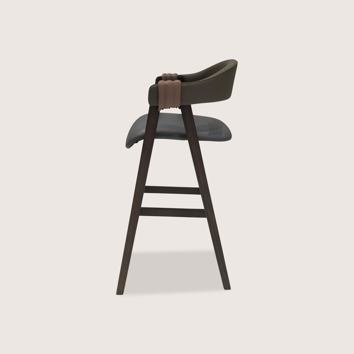 Louis Sculptural Timber Bar Stool - Grey White Bar Stool Raffine