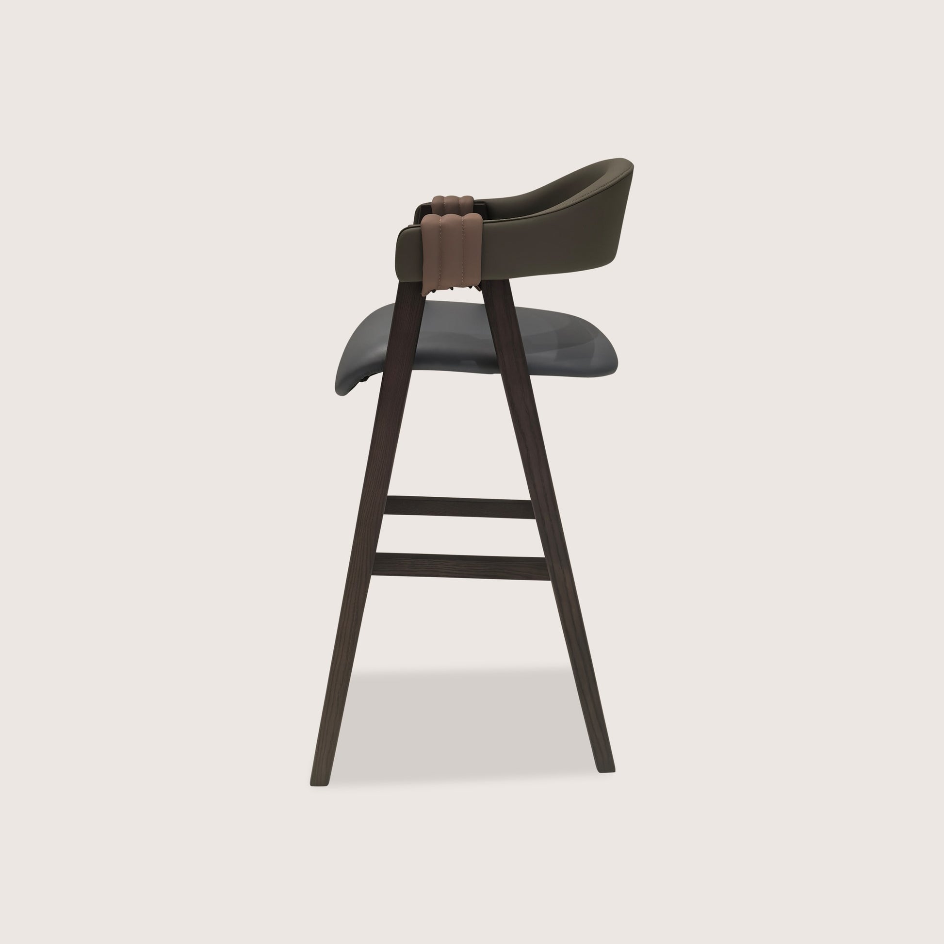 Louis Sculptural Timber Bar Stool - Grey White Bar Stool Raffine