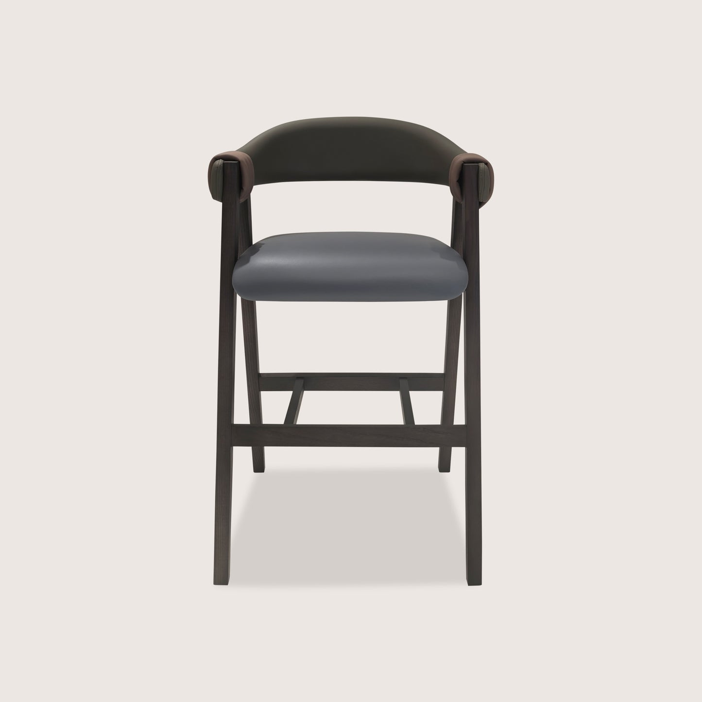 Louis Sculptural Timber Bar Stool - Grey White Bar Stool Raffine