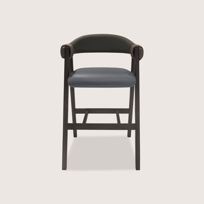Louis Sculptural Timber Bar Stool - Grey White Bar Stool Raffine