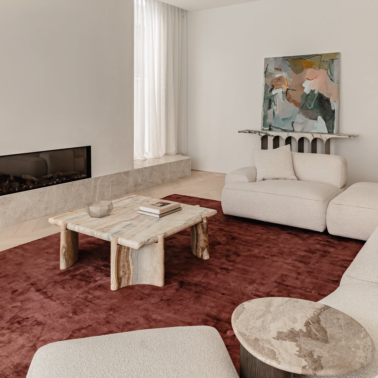 Loulou Curved Marble Coffee Table - River Onyx Coffee Table Raffine