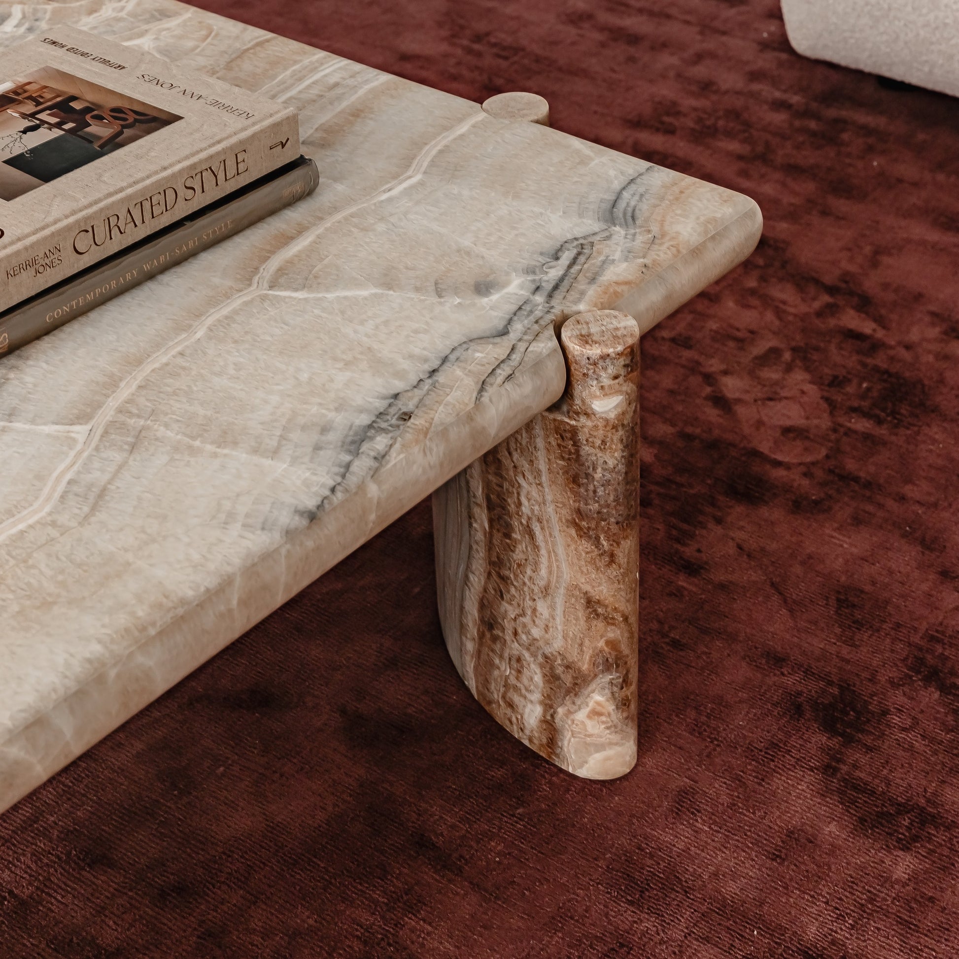 Loulou Curved Marble Coffee Table - River Onyx Coffee Table Raffine
