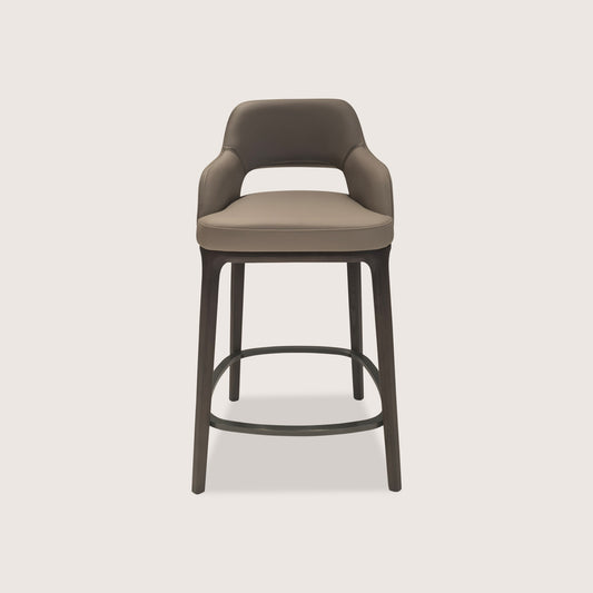 Lyana Curved Timber Bar Stool - Brown Bar Stool Raffine