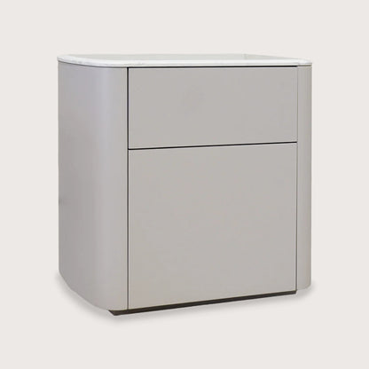 Maeve Soft Rectangular Marble Bedside Table - White Bedside Table Raffine