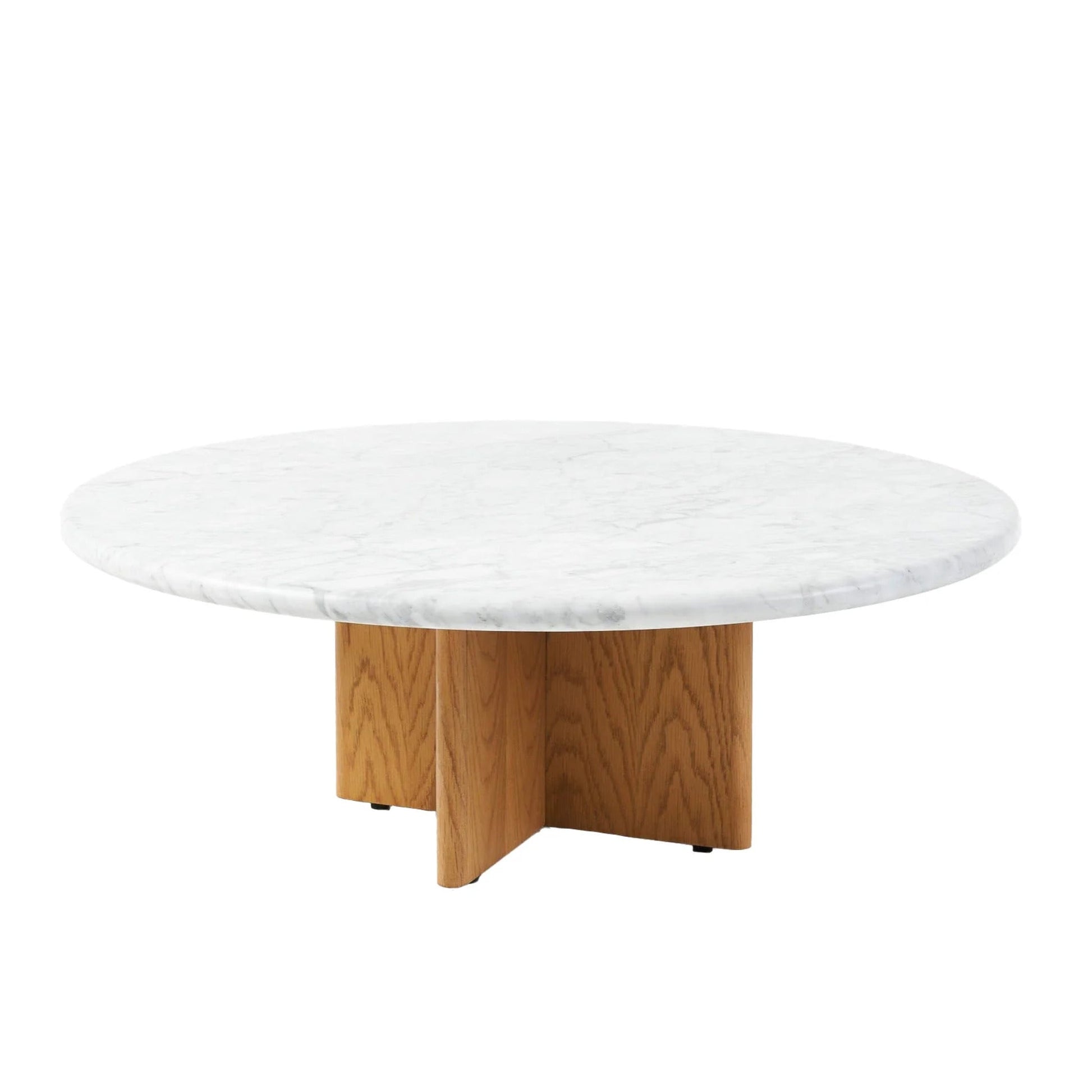 Maybelle Round Carrara Marble Coffee Table - White & Oak Coffee Table M+Co Living