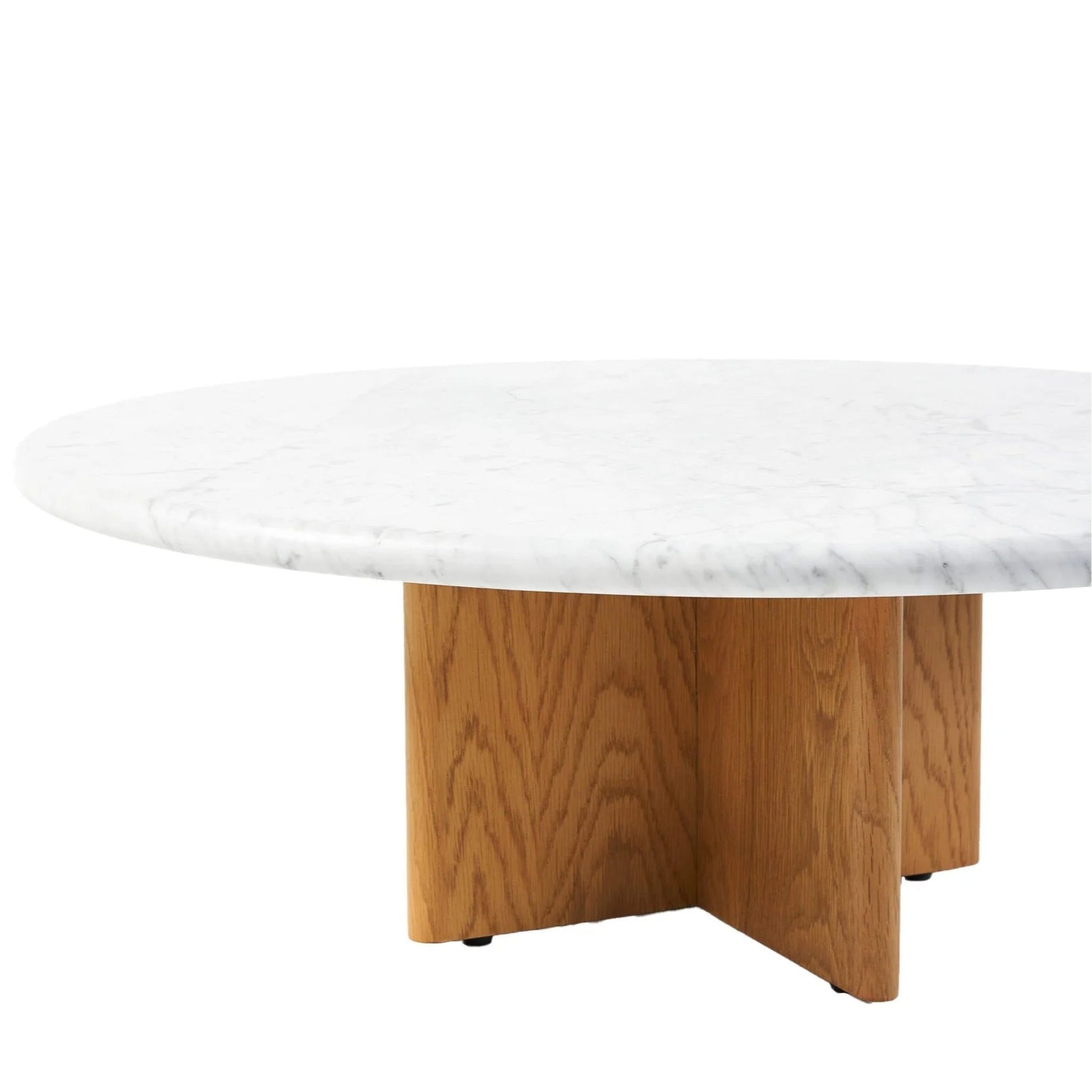 Maybelle Round Carrara Marble Coffee Table - White & Oak Coffee Table M+Co Living
