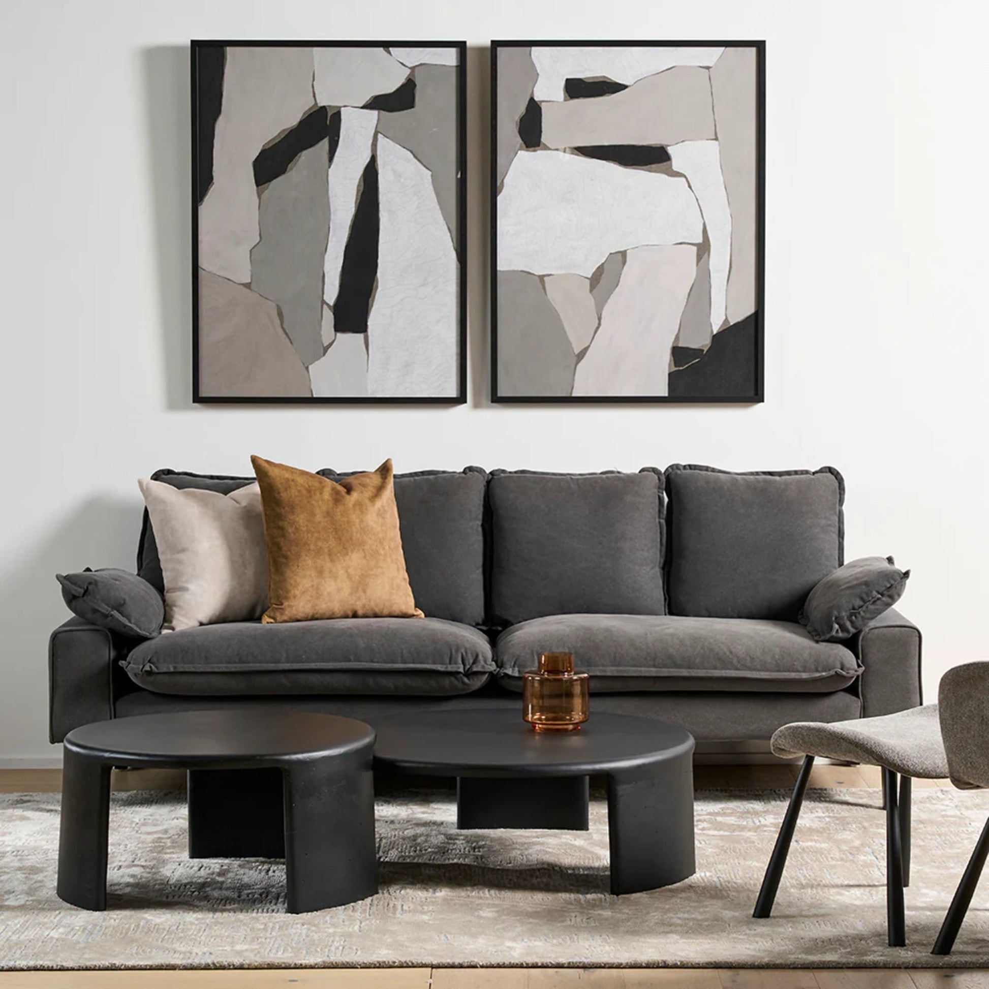 Meister Large Round Concrete Coffee Table - Black Coffee Table M+Co Living