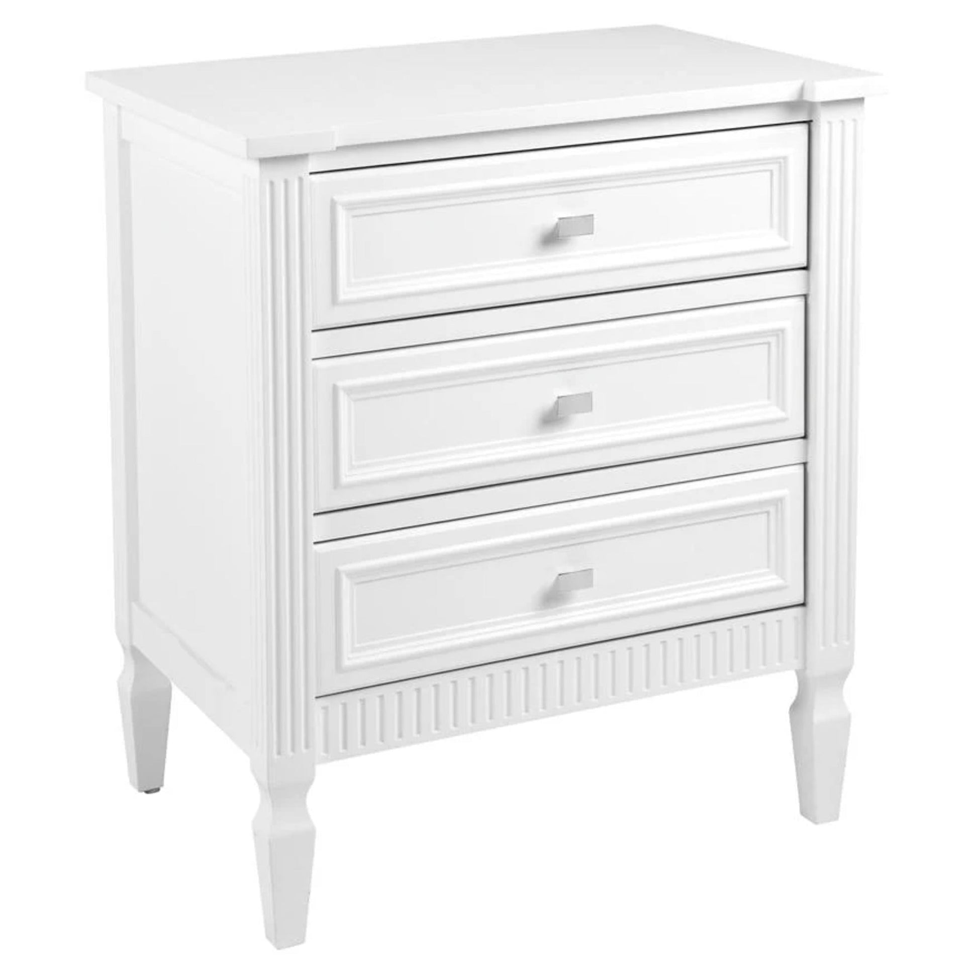 Merci Large Three Drawer Bedside Table - White Bedside Table Cafe Lighting & Living Large  