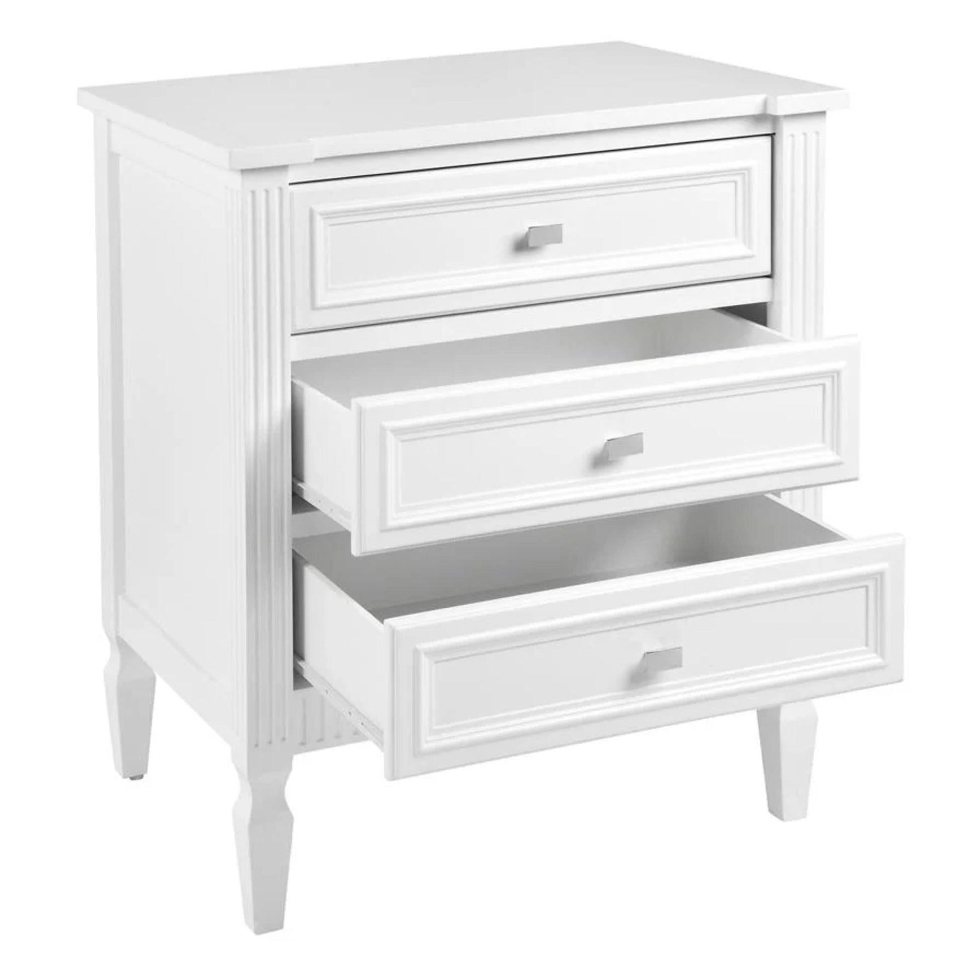 Merci Large Three Drawer Bedside Table - White Bedside Table Cafe Lighting & Living   