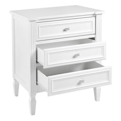 Merci Large Three Drawer Bedside Table - White Bedside Table Cafe Lighting & Living   