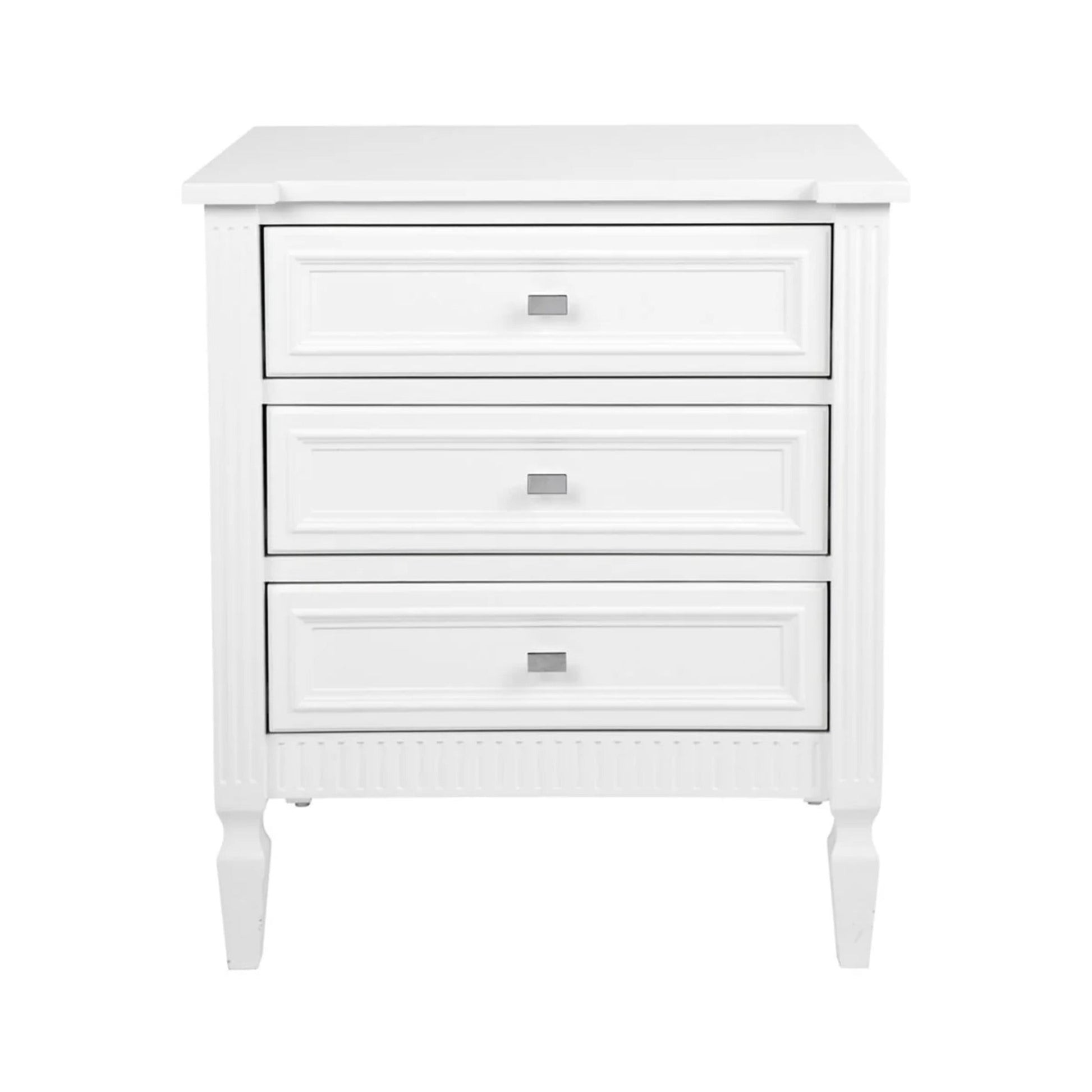 Merci Large Three Drawer Bedside Table - White Bedside Table Cafe Lighting & Living   