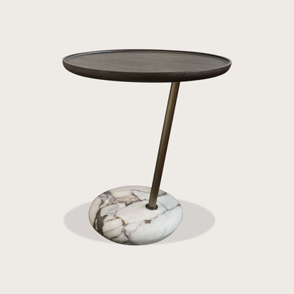 Mira Round Edged Marble Side Table - Brass Side Table Raffine Default Title