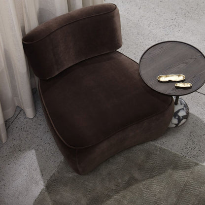 Mira Round Edged Marble Side Table - Brass Side Table Raffine