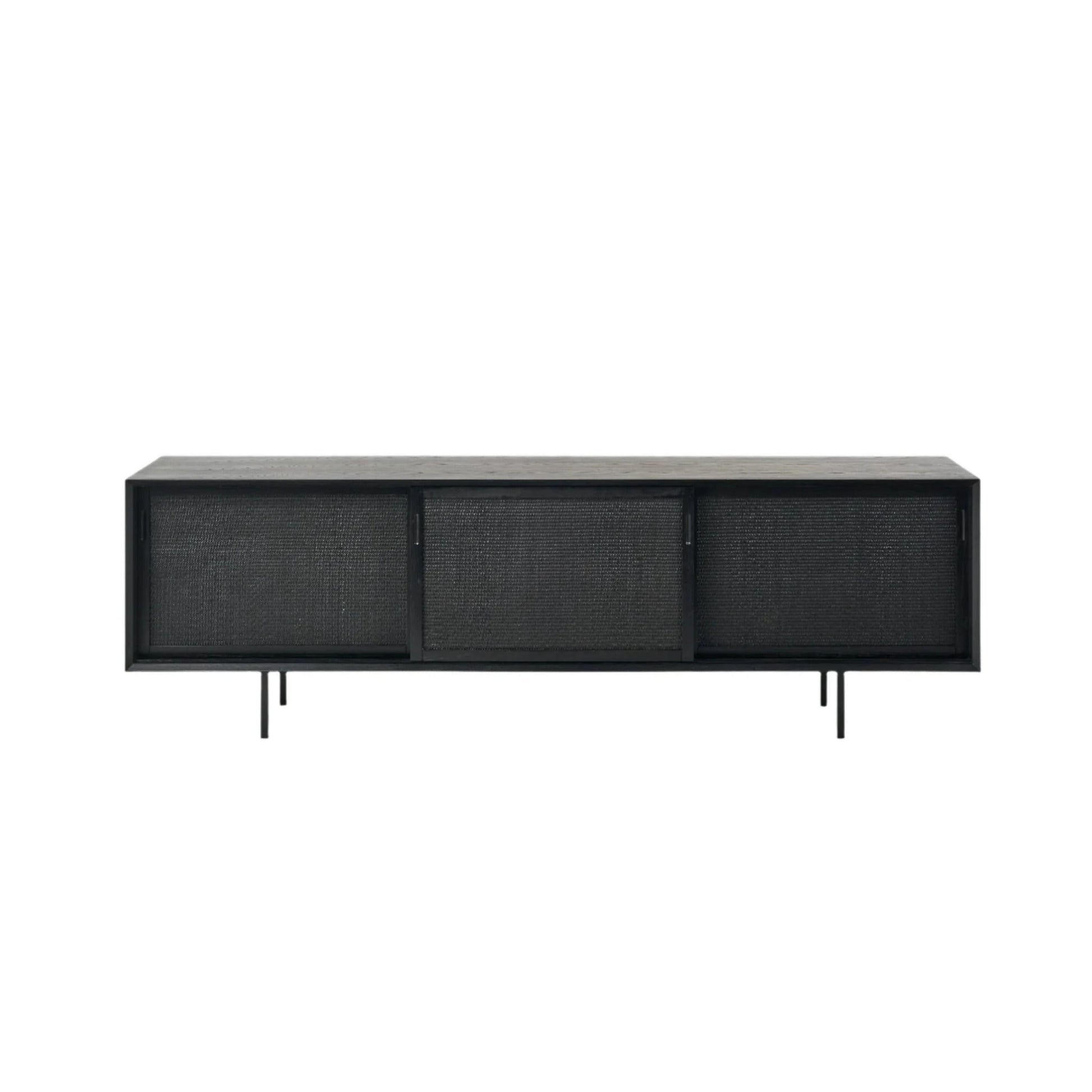Oren 2 Door Oak Rattan Buffet Table - Black Buffet Table M+Co Living 3 Door