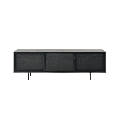 Oren 2 Door Oak Rattan Buffet Table - Black Buffet Table M+Co Living 3 Door