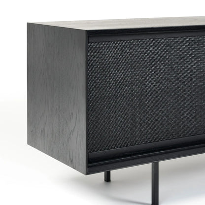 Oren 2 Door Oak Rattan Buffet Table - Black Buffet Table M+Co Living