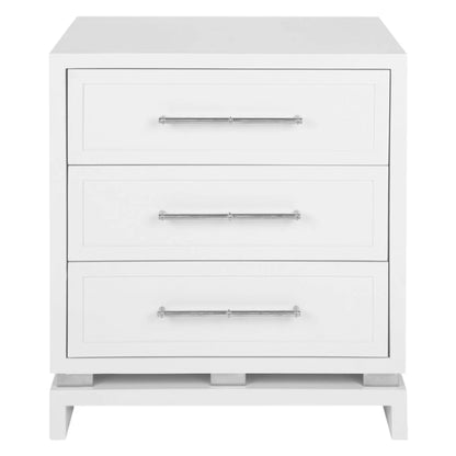 Pearl Large Three Drawer Bedside Table - Grey Bedside Table Cafe Lighting & Living White  