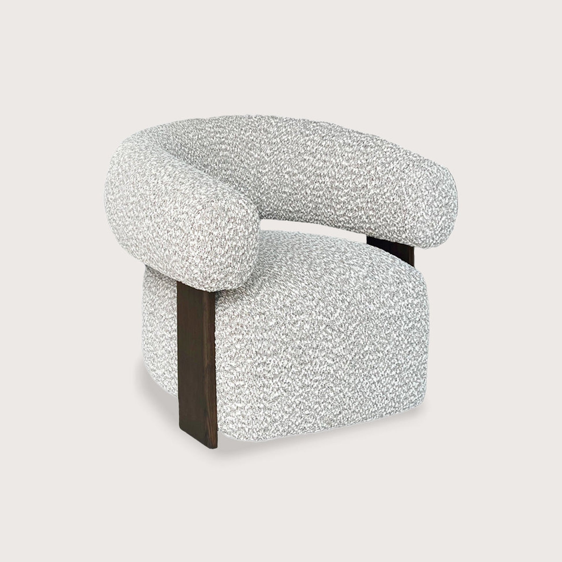 Petri Rounded Timber Occasional Chair - Beige Tweed Occasional Chair Raffine Beige Tweed