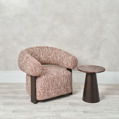 Petri Rounded Timber Occasional Chair - Red Tweed Occasional Chair Raffine