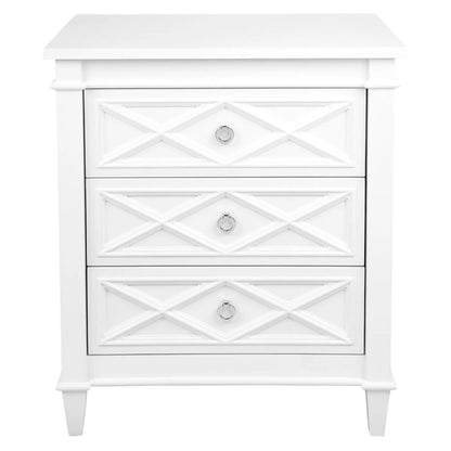 Plantation Large Three Drawer Bedside Table - White Bedside Table Cafe Lighting & Living Large  