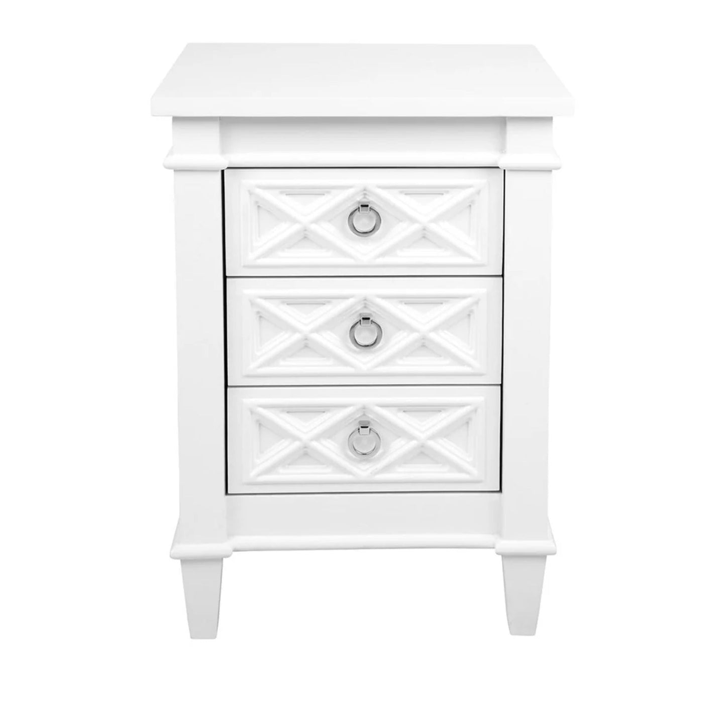 Plantation Large Three Drawer Bedside Table - White Bedside Table Cafe Lighting & Living Small  