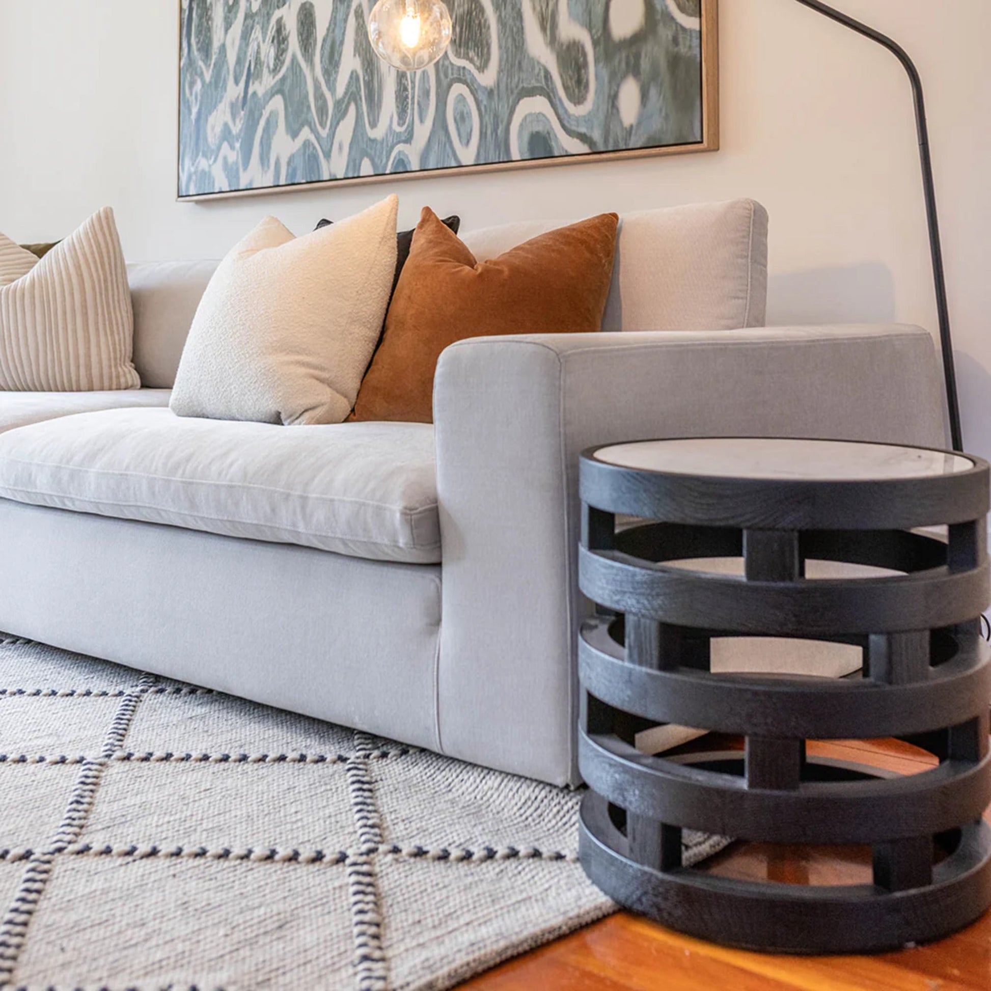 Polix Round Marble Side Table - Black Side Table M+Co Living