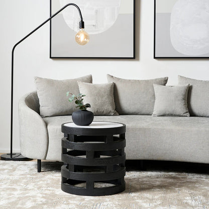 Polix Round Marble Side Table - Black Side Table M+Co Living