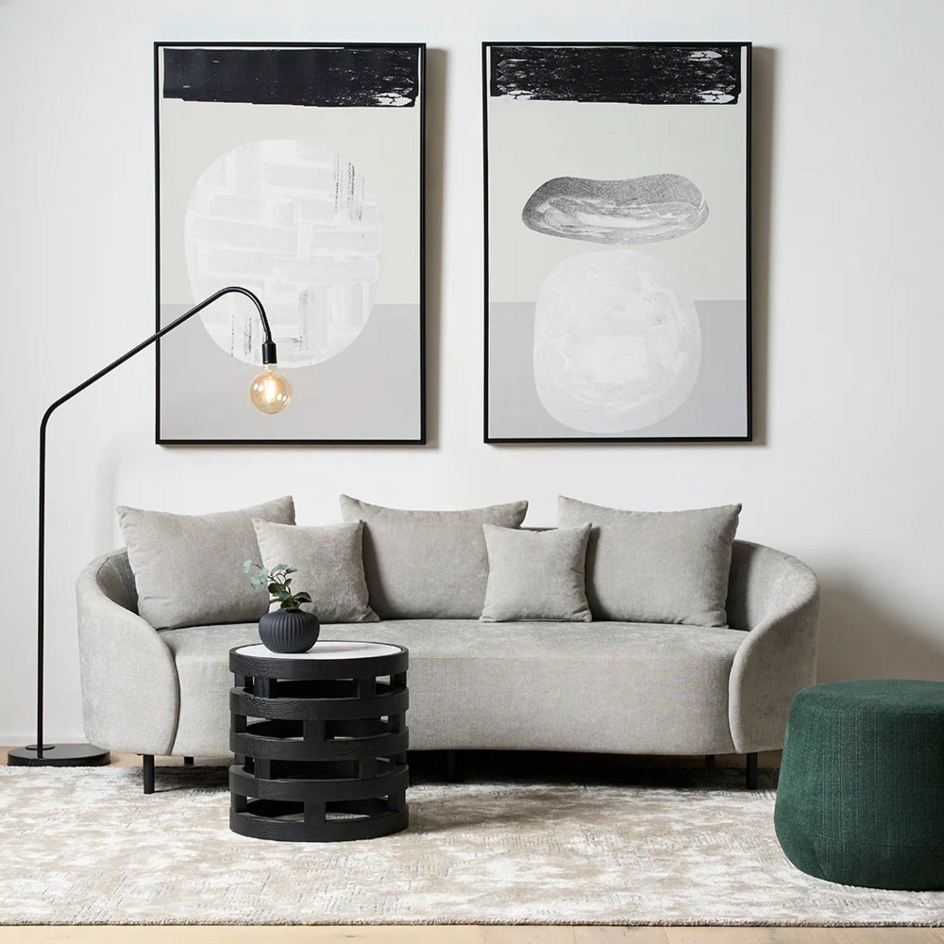 Polix Round Marble Side Table - Black Side Table M+Co Living
