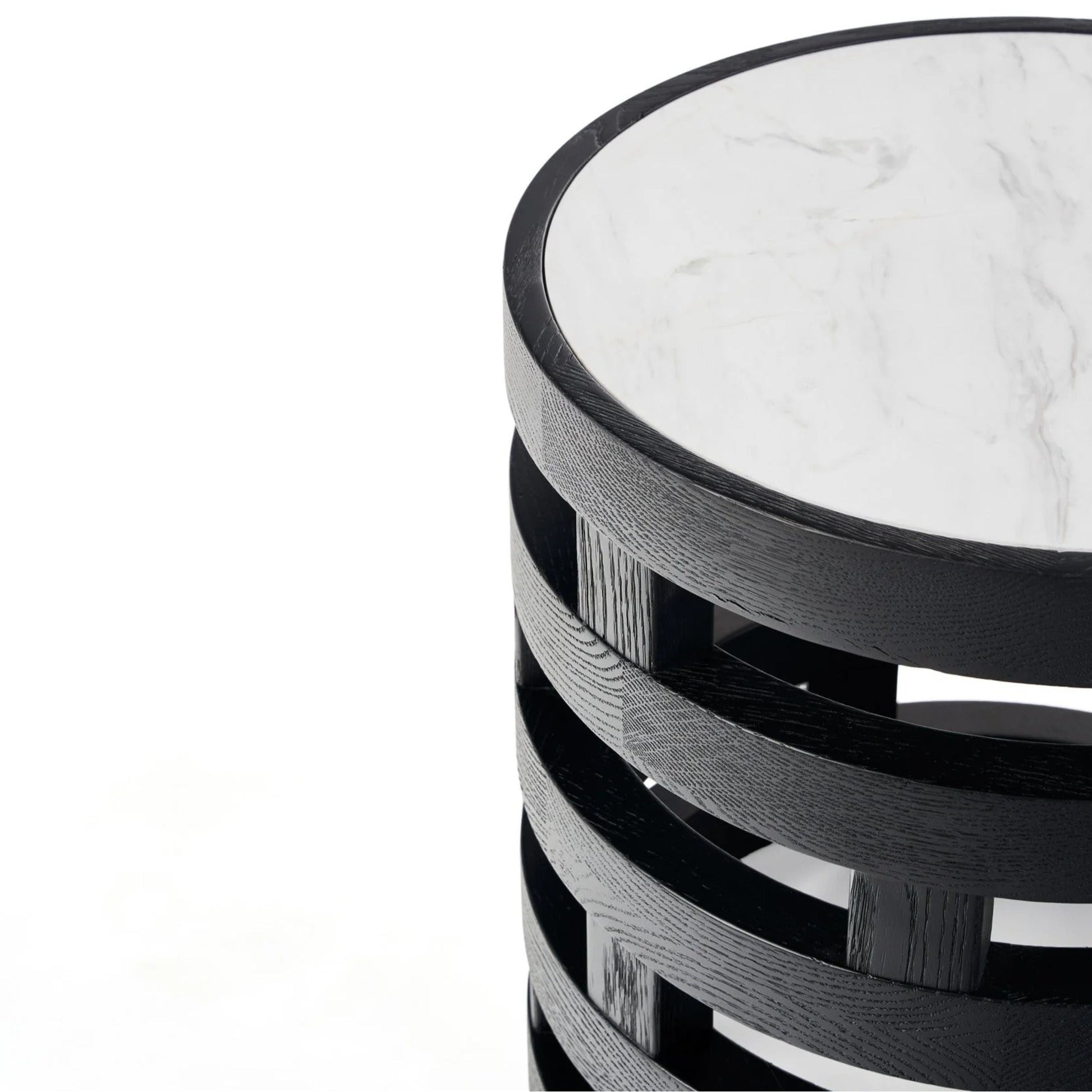 Polix Round Marble Side Table - Black Side Table M+Co Living