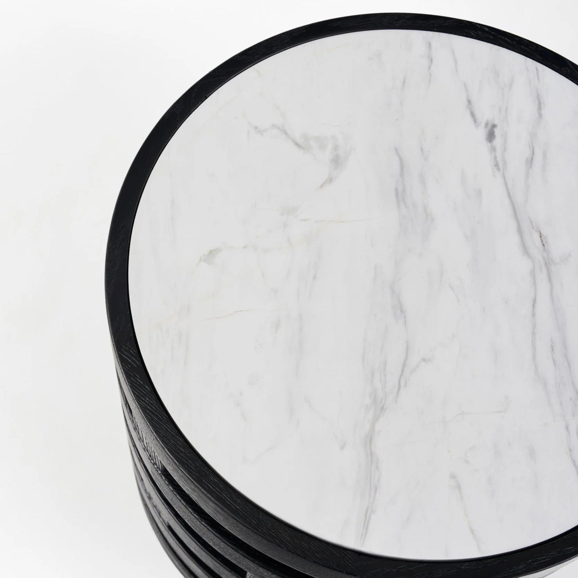Polix Round Marble Side Table - Black Side Table M+Co Living