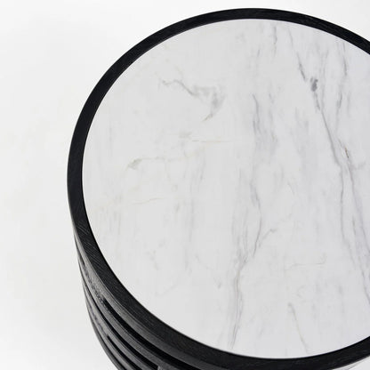 Polix Round Marble Side Table - Black Side Table M+Co Living