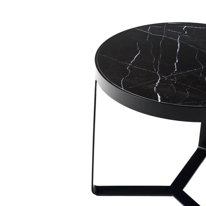 Princeton Marble Round Side Table - Black Side Table M+Co Living