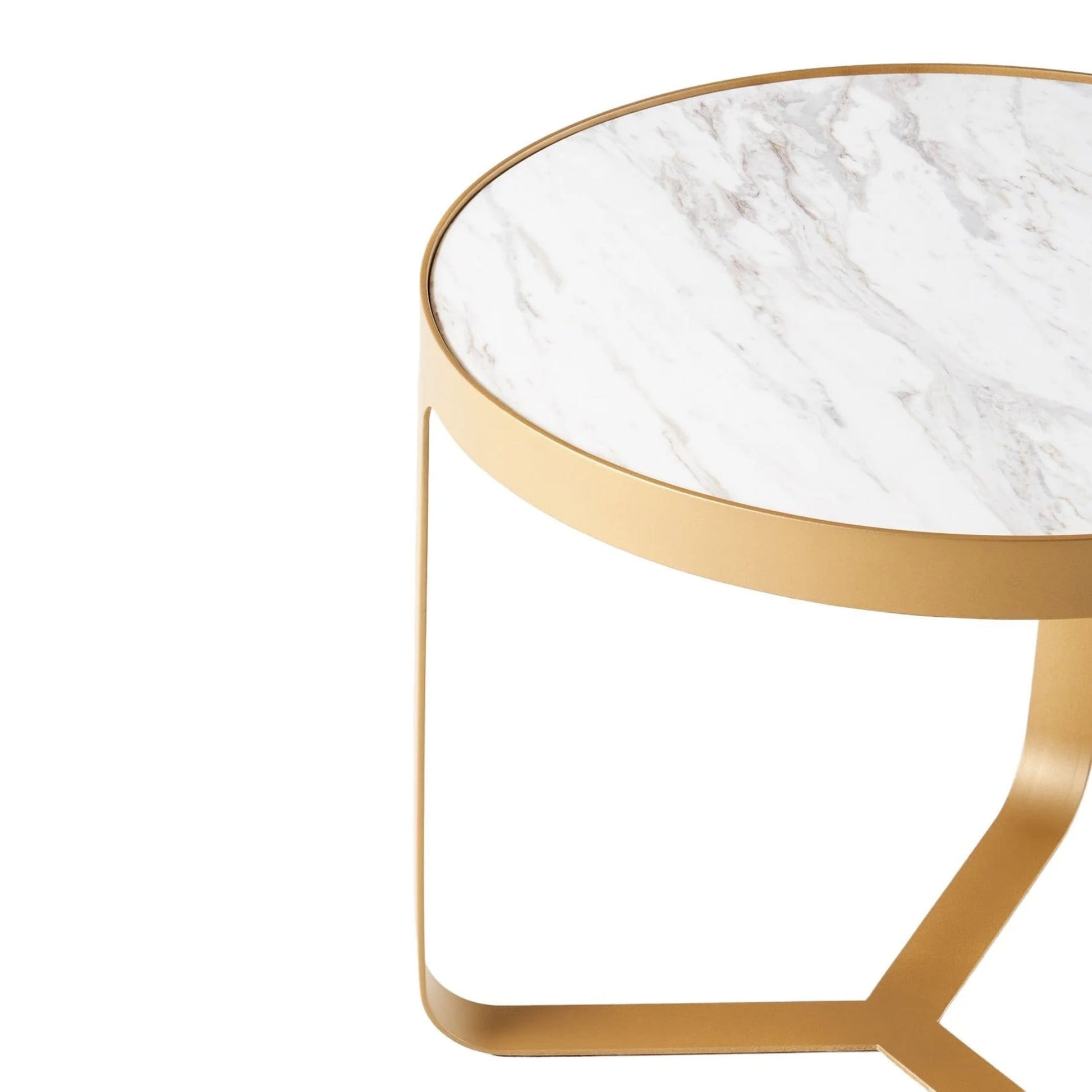 Princeton Marble Round Side Table - White & Gold Side Table M+Co Living
