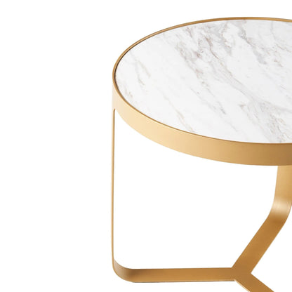 Princeton Marble Round Side Table - White & Gold Side Table M+Co Living