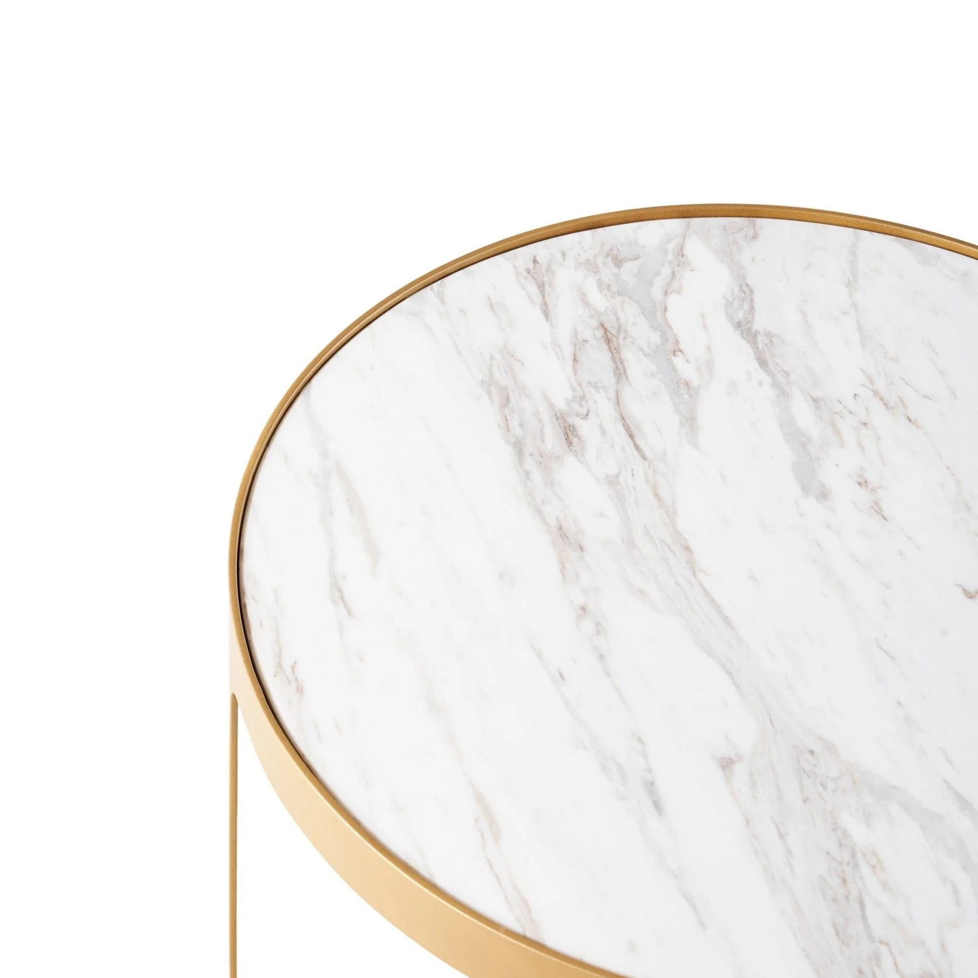 Princeton Marble Round Side Table - White & Gold Side Table M+Co Living