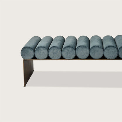 Raphael Architectural Metal Ottoman - Teal Blue Ottoman Raffine