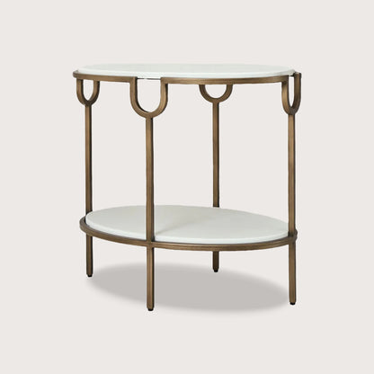 Raya Marble Side Table - Brass Side Table Raffine Default Title