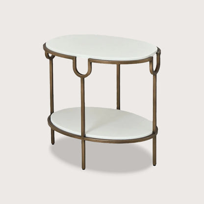 Raya Marble Side Table - Brass Side Table Raffine