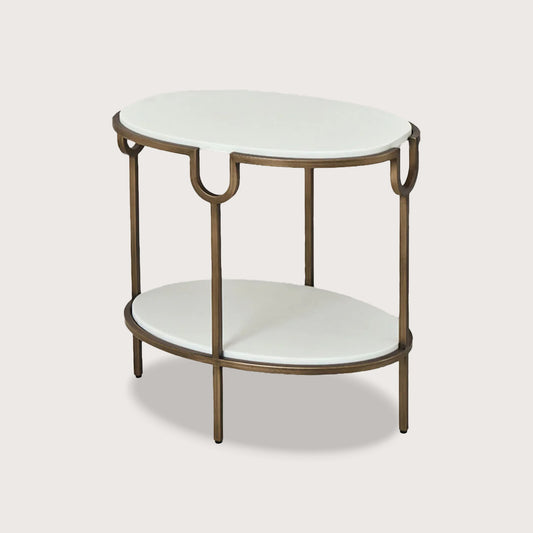 Raya Marble Side Table - Brass Side Table Raffine