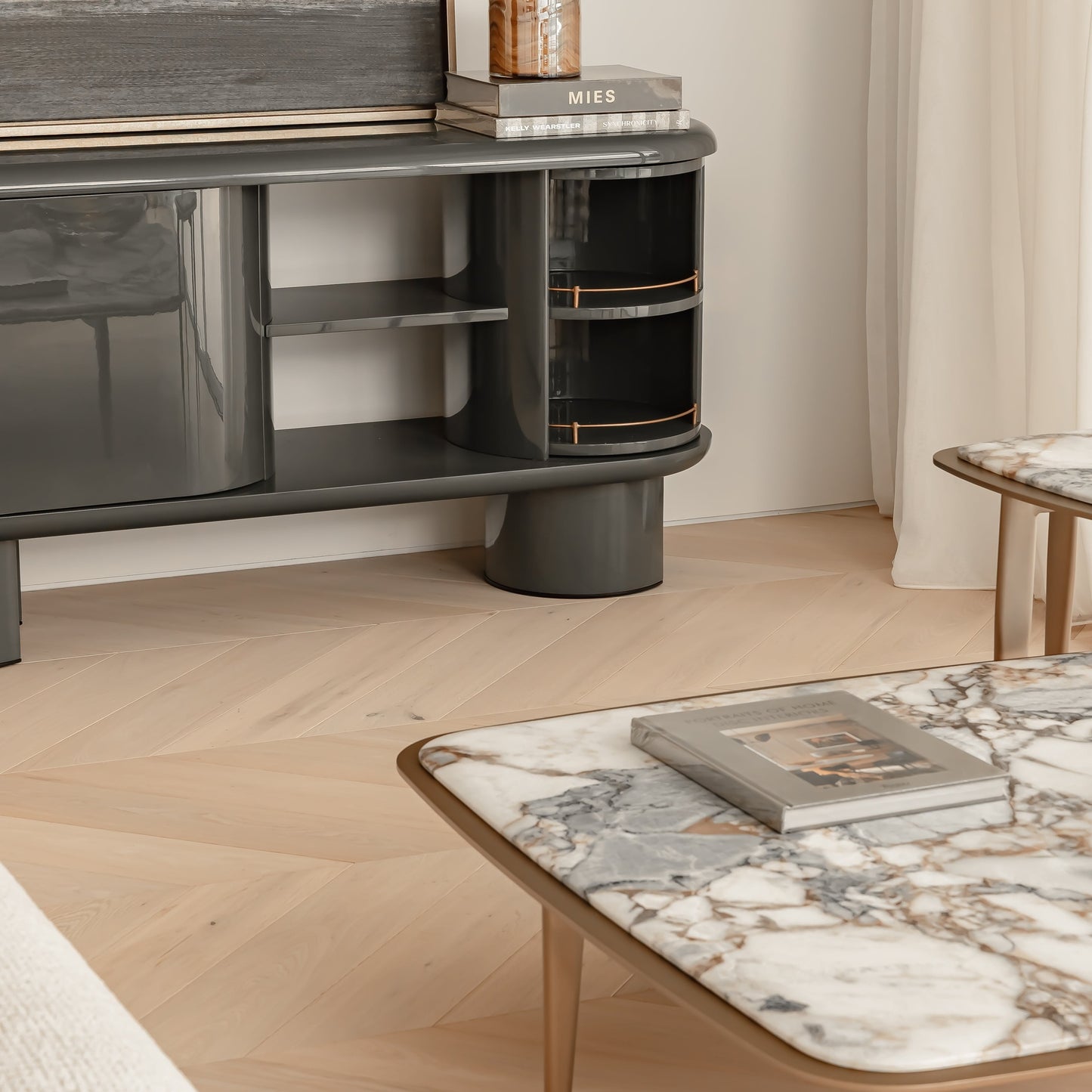 Solene Curved Sideboard - Green Sideboard Raffine
