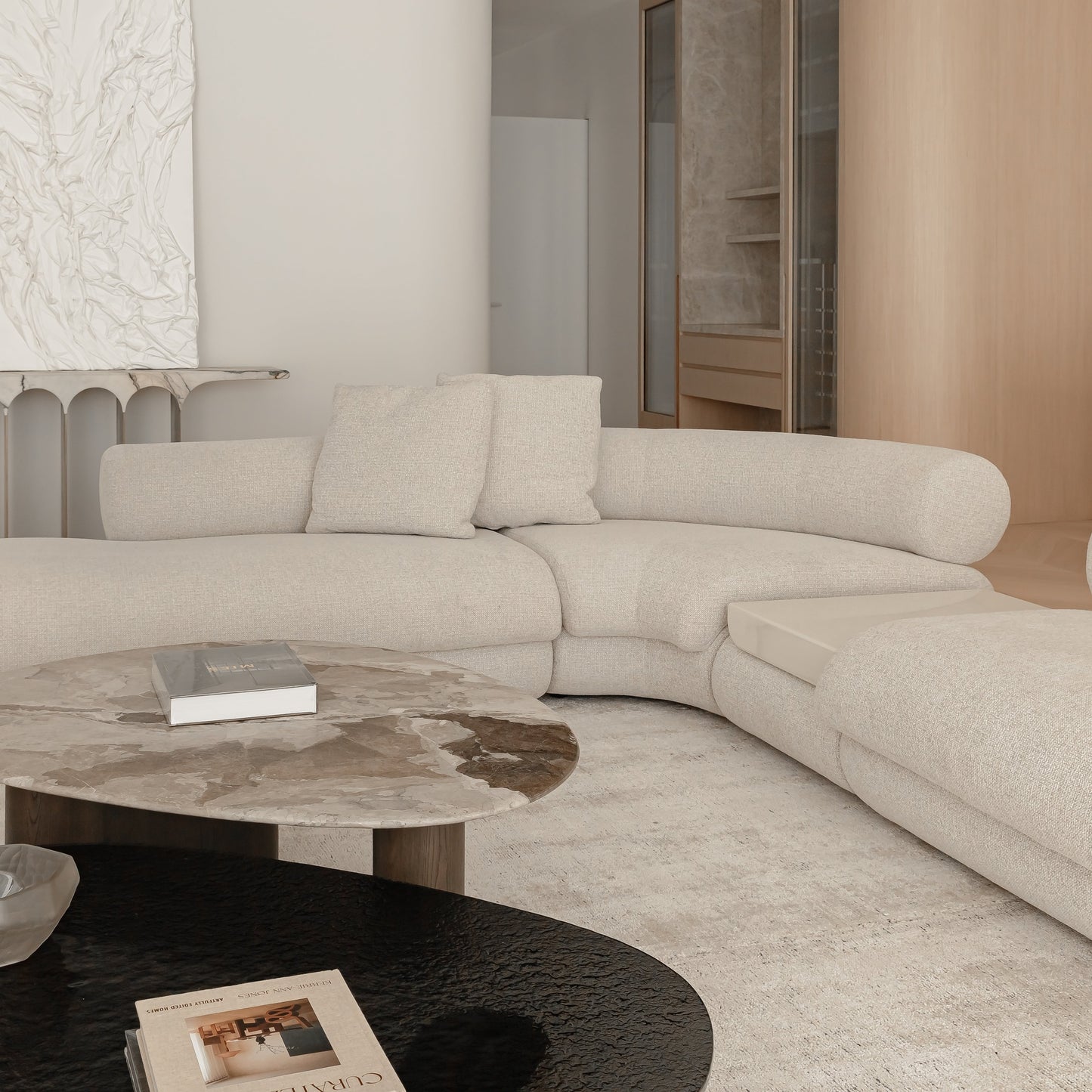 Stellar Asymmetrical Timber Coffee Table - Black Coffee Table Raffine