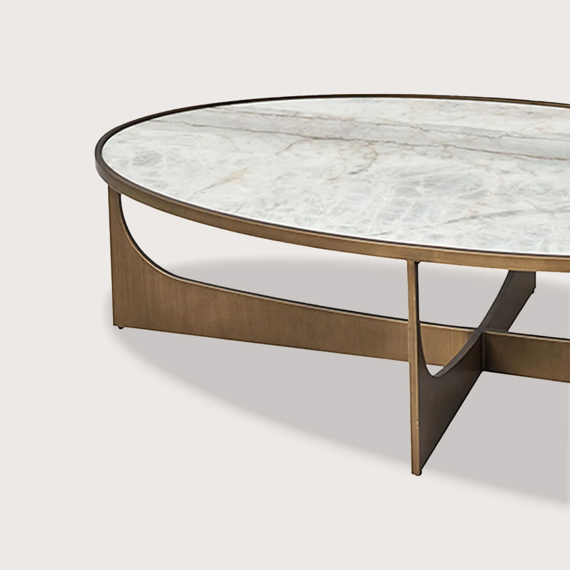 Sylvie Marble Coffee Table - Brass Coffee Table Raffine