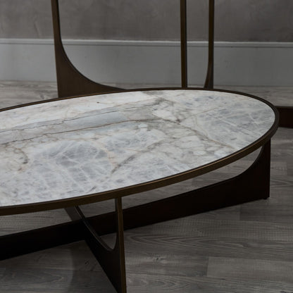 Sylvie Marble Coffee Table - Brass Coffee Table Raffine