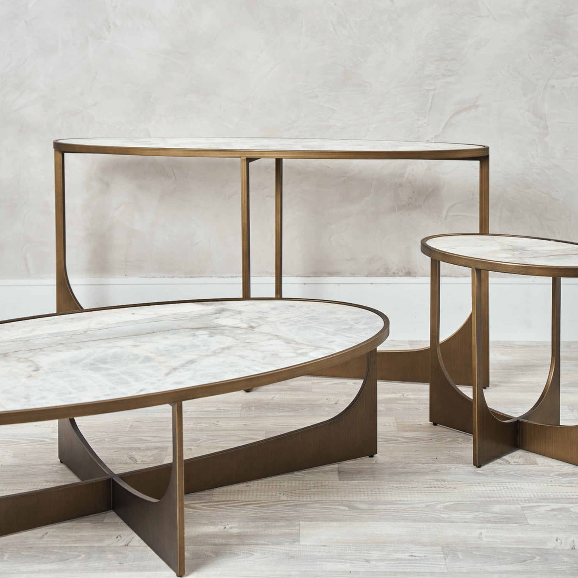 Sylvie Marble Console Table - Brass Console Table Raffine