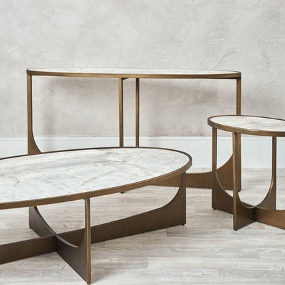 Sylvie Marble Console Table - Brass Console Table Raffine