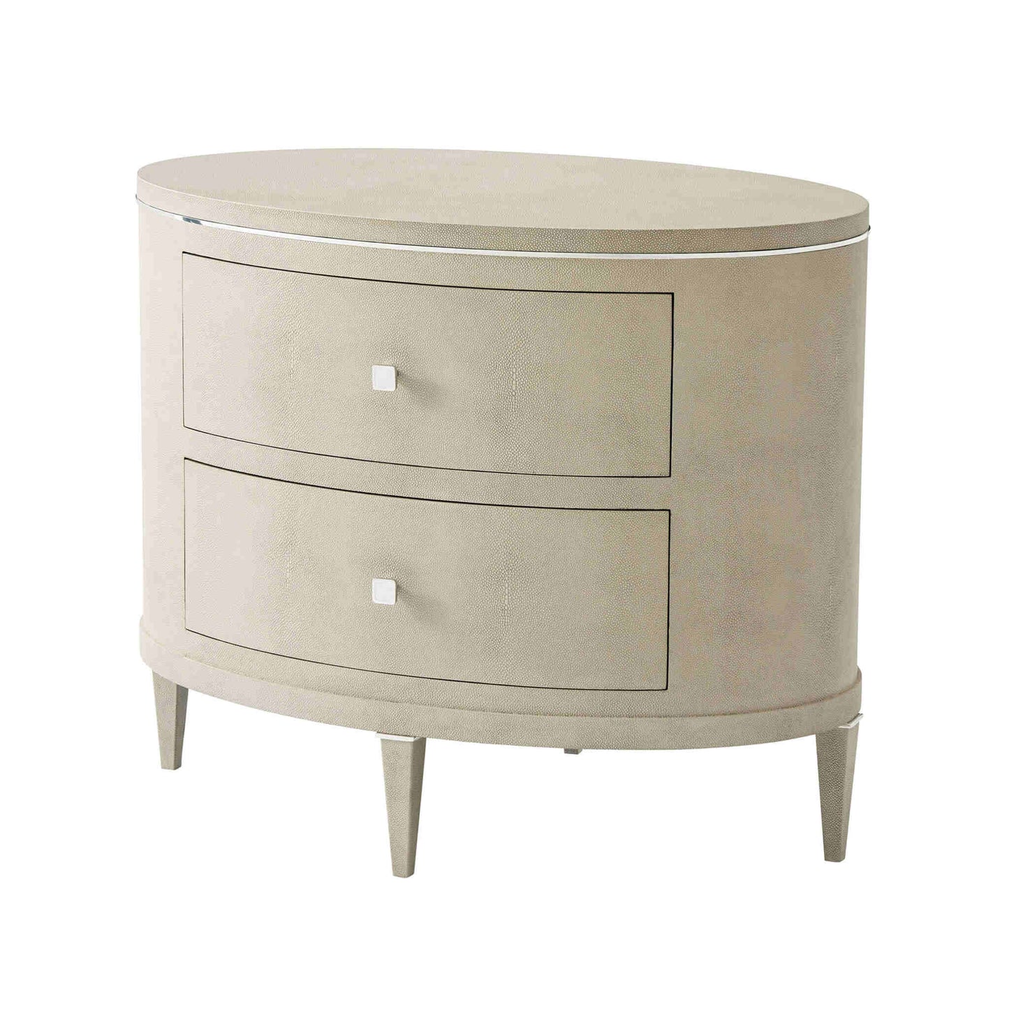 Theodore Alexander Eli Oval Nightstand Bedside Table - Tempest Shagreen Bedside Table Bloomingdales Overcast  