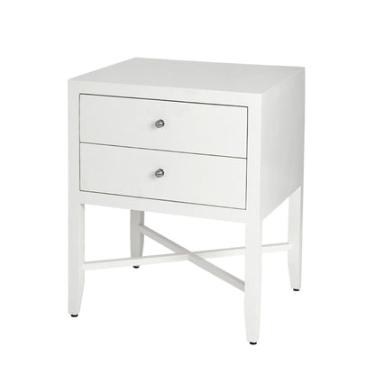 Two Drawer Bedside Table - White Bedside Table Bloomingdales White Two Drawer 