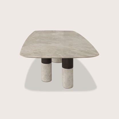 Valerie 2.2m Soft Cornered Rectangular Marble Dining Table - Brown Dining Table Raffine