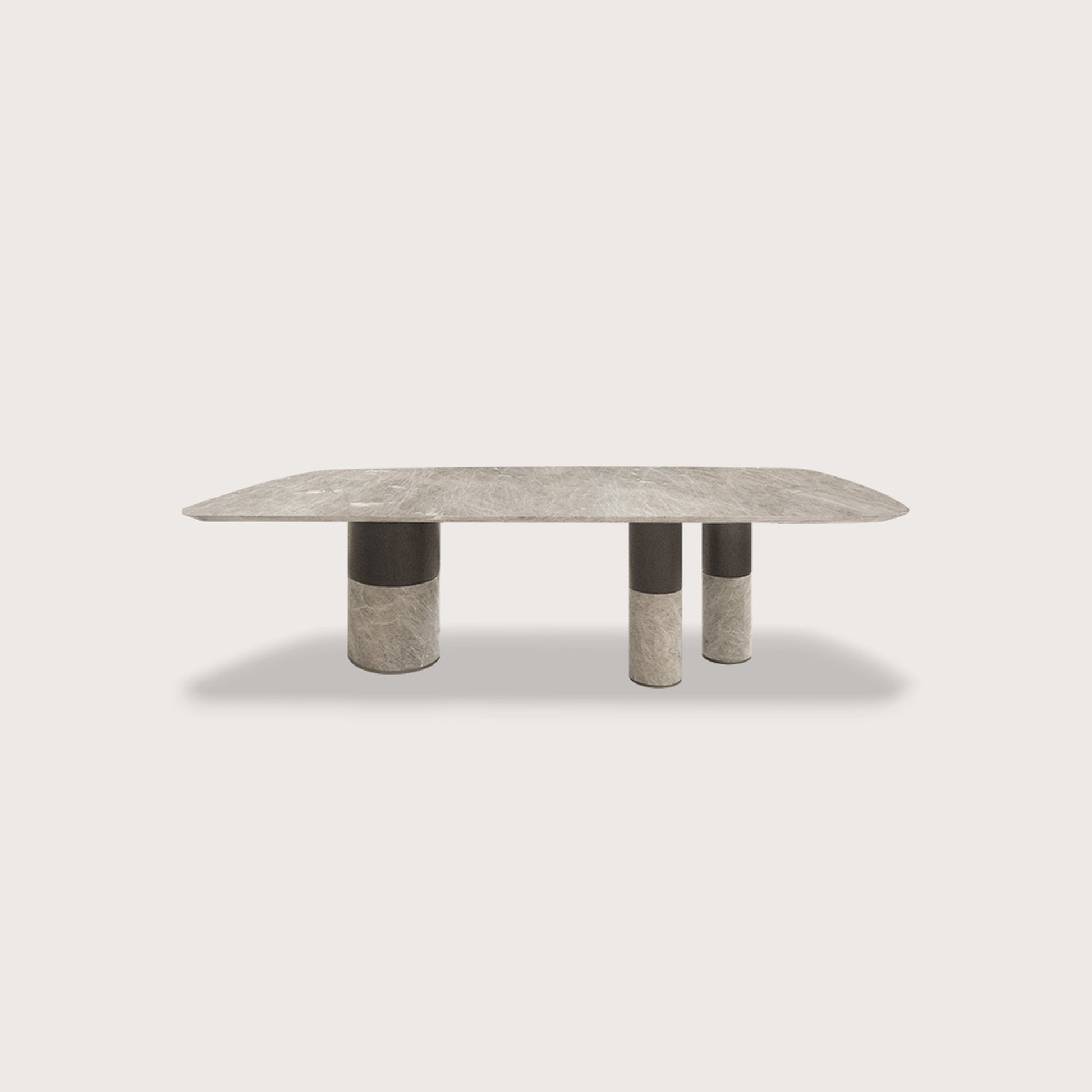 Valerie 2.6m Soft Cornered Rectangular Marble Dining Table - Brown Dining Table Raffine 2.6m