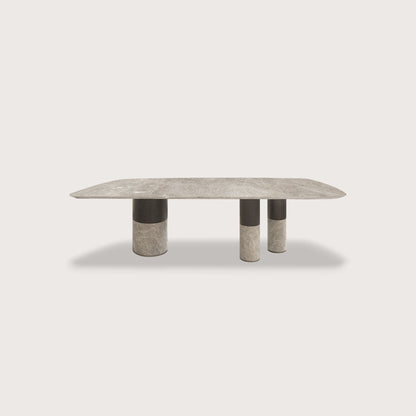 Valerie 2.6m Soft Cornered Rectangular Marble Dining Table - Brown Dining Table Raffine 2.6m